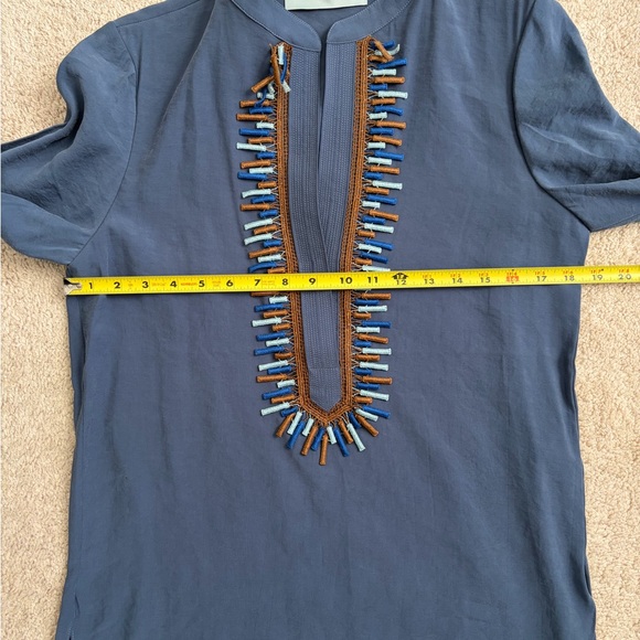 Silvia Tcherassi Triora Split Collar Blouse Top Women's Size XS Blue Embroidered - Picture 12 of 12